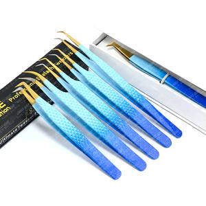 การต่อขนตาแบบมืออาชีพแหนบปลายโค้งแบบรัสเซียชุดปากคีบปลายไฟเบอร์ชุดปากคีบเพชร45องศา - Product Image 6