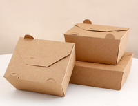 Boîte à emporter en papier kraft personnalisée, boîte à poulet frit, emballage alimentaire jetable