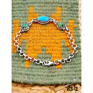 Southwest Handmade Emerald Valley Turquoise <b>Bracelet</b> with White Water Heart Shape Sterling <b>Silver</b> - Product Image 3
