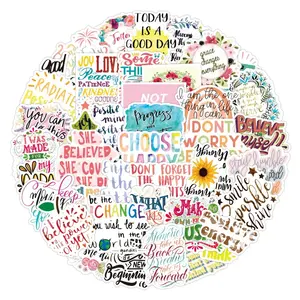 Autocollants en PVC avec phrases motivantes pour scrapbooking, pack de 10/30/50 pièces, style dessin animé, autocollant décoratif en PVC - Product Image 2