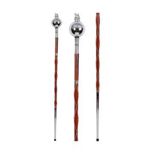 Masse ou baguette de majordome Obexa avec tête de boule chromée unie, lion et couronne - Modèle OBS-39394 - Product Image 1