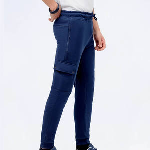 Jogging de haute qualité en tissu éponge bleu, coupe régulière pour hommes, respirant, élastique, pantalon pour hommes, droit, rayé incurvé - Product Image 6