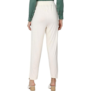 Street Wear <b>Winter</b> Elastic Waist Flat Front Lightweight <b>Women</b> <b>Trousers</b> Wholesale Customized High-quality Canvas Polyester/Cotton - Product Image 3