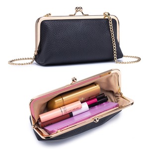 Ando Bag Genuine Cowhide Leather Kiss Lock Crossbody Bag for Women with Detachable Chain Evening <b>Clutch</b> - Product Image 5