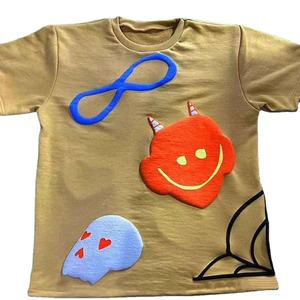 Camiseta de Alta Calidad con Estampado 3D en Relieve, Ropa para Hombre, 100% Algodón, Cuello Redondo, Mangas Cortas, Camiseta con Estampado en Relieve para Hombre - Product Image 4