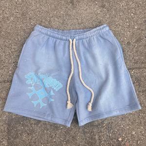 Custom DTG Printed French Terry Jogging <b>Shorts</b> Street Wear 100% Cotton Men's <b>Shorts</b> Diamond Rhinestones <b>Shorts</b> - Product Image 3