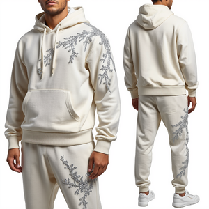 Ensemble de survêtement en molleton de coton premium avec strass, qualité supérieure, personnalisé, fabricant OEM ODM - Product Image 4