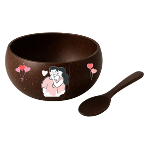 Juego hecho a mano de la mejor opción de alta calidad, cuenco y cuchara de coco impresos para la decoración del Día de San Valentín, estilo bonito, regalo sostenible para el hogar - Product Image 6