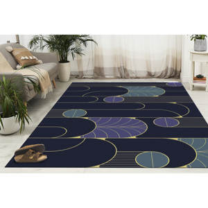 Modern Purple <b>Rug</b>, Modern Shapes <b>Rug</b>, Abstract Shapes <b>Rug</b>, Printed <b>Rug</b>,Luxury Velvet <b>Rug</b> - Product Image 2