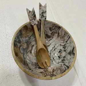 Premium Eco-Friendly Wooden <b>Salad</b> <b>Bowl</b> Smooth Enamel Interior Natural Wood <b>Servers</b> for Modern Kitchens Stylish Dining Party - Product Image 5