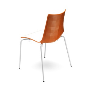 Stackable Two-Tone Polymer <b>Dining</b> <b>Chair</b>, Four-Leg Chrome or Painted Metal Frame, for Restaurant Cafe Hotel and Terrace - Product Image 5