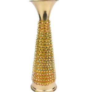 Jarrón Decorativo Alto y Colorido de Latón, 12 Pulgadas de Alto, Jarrón Decorativo de Metal, Centro de Mesa Alto, Decoración Vintage para el Hogar - Product Image 1