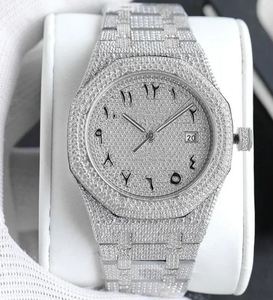 Reloj de cuarzo VVS Moissanite para hombre, reloj de pulsera de lujo con diamantes de negocios con banda de vidrio y esfera de puntero - Product Image 1