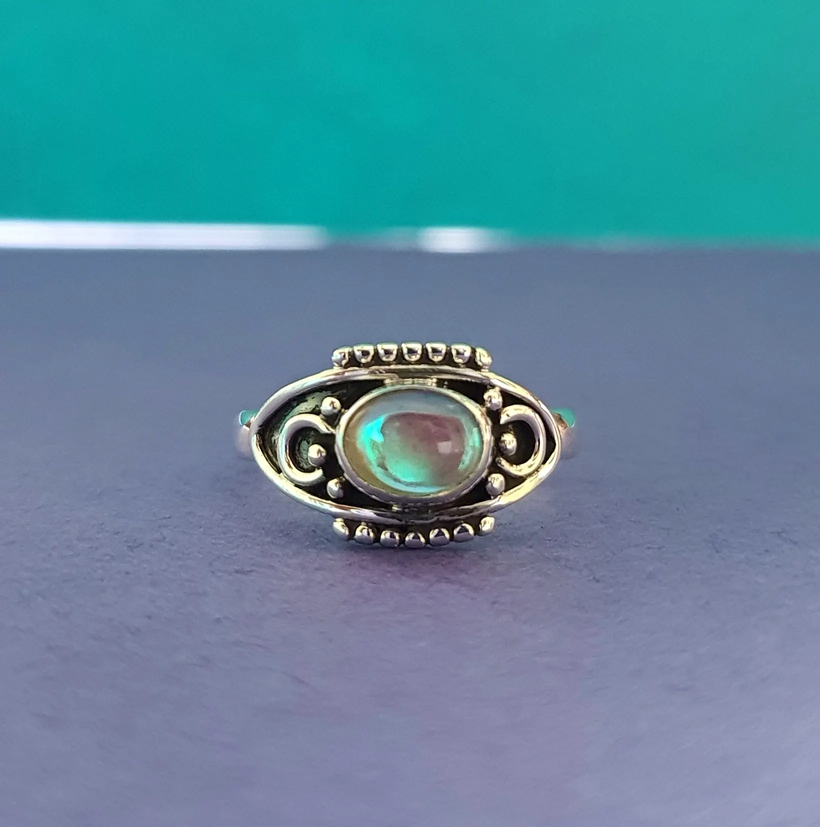 Best Verkopende Mystieke Opaal Natuurlijke Edelsteen Ring Met 925 Sterling Zilver Voor Vrouwen Mode Sieraden