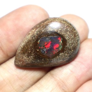 Cabujón de ópalo de roca australiana de alta calidad, piedra preciosa de corte de pera de fuego múltiple Natural, piedra preciosa suelta de origen australiano - Product Image 2