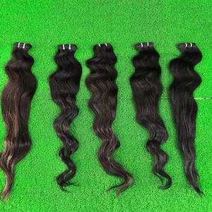 Vrais cheveux indiens bruts non traités avec cuticules alignées Meilleure qualité Vierge indienne Remy Temple Machine Trame Bundles - Product Image 5