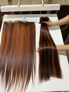 Venta caliente Extensiones de cabello de Vietnam Trama 100% Paquetes de cabello humano de color piano Extensiones de cabello de trama plana Virgen al por mayor - Product Image 4