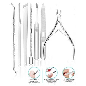 ชุดอุปกรณ์ทำเล็บเท้า 7 ชิ้น สำหรับการกำจัดเล็บขบ ทำจากสแตนเลส ประกอบด้วย กรรไกรตัดเล็บ ตะไบ ที่ดันหนัง และอุปกรณ์ทำความสะอาดเล็บเท้า - ชุดทำเล็บมือ - Product Image 5
