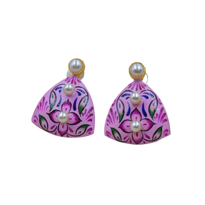 Hecho a mano diseñador occidental dorado mattefinishing meenakari partywear latón aro pendiente para niñas y mujeres - Product Image 1