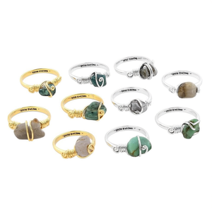 Gold and Silver Plated Fashion <b>Rings</b> with Natural Stones for Resale in Boutiques - Product Image 2