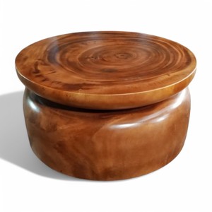 Ferme moderne Table basse monobloc en bois massif de 80 cm de diamètre Tables de salon fabriquées à la main pour la maison, les hôtels et les villas - Product Image 2