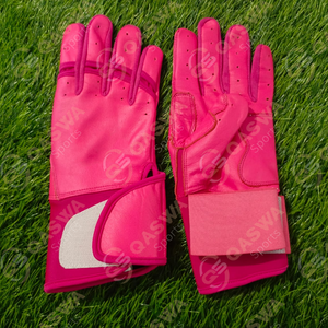 Gants de baseball en cuir de vachette de couleur rose avec sangle réglable, nouveaux gants de sport respirants et durables - Product Image 1