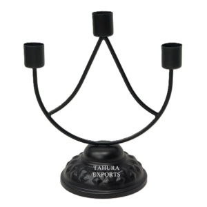 Three Candlestick Candle Stand <b>Iron</b> Metal Home Decor for Living Room Black Candle Holder in <b>Cheapest</b> Price Trending Design - Product Image 1