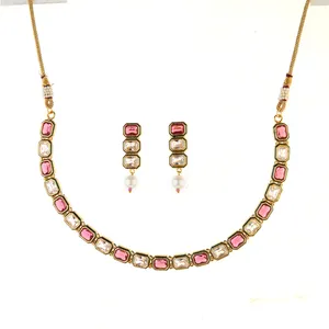 Antique Delicate Meenakari Necklace Set With Gold Plating 213987 Rodo Wholesalers in India