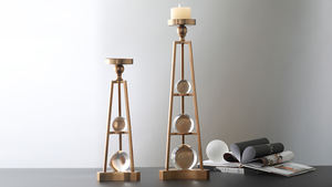 Portavelas Pilar Nuevo lanzamiento Tamaño personalizado y logotipo Juego de dos decoraciones de mesa de boda chapadas en oro a precio al por mayor - Product Image 2