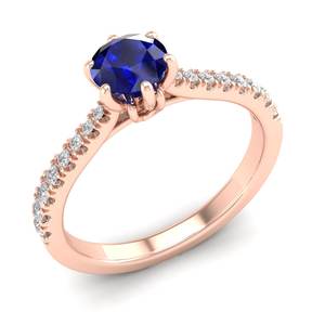 REYES Fabrication or rose 14K bleu saphir pierres précieuses bagues de fiançailles prix de gros Moissanite mariage bijoux fins - Product Image 2