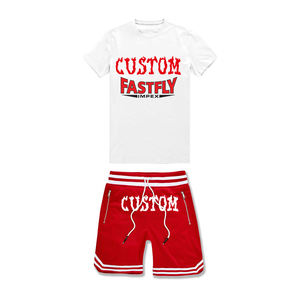 Ensemble de Shorts et t-shirt pour hommes, 2 pièces, en coton, Logo personnalisé, de haute qualité, jogging d'été, collection 2020 - Product Image 6