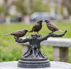 Antiek bronzen engelvogel stond op een tak boom standbeeld ornament metaalgiettechniek dierlijk ontwerp kunst verzamelobject decoratie - Product Image 2