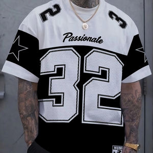 2026 camisetas deportivas de moda y sueltas de verano para hombres, camisetas impresas con figuras de letras personalizadas al por mayor - Product Image 1