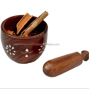 Mortero de madera natural hecho a mano, trituradora de pastillas, molinillo de especias, tazón de hierbas, pesto, mortero en polvo, precio asequible FWE - Product Image 1