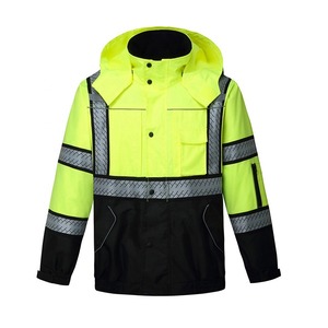 Chaqueta DE SEGURIDAD reflectante de alta visibilidad para exteriores, ropa de trabajo con capucha impermeable a prueba de viento para trabajadores de carretera, Uniforme de Construcción - Product Image 1
