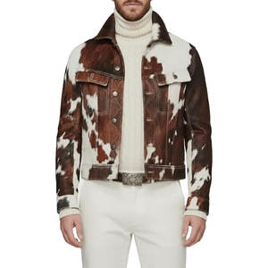 Veste en cuir de vachette pour homme, logo personnalisable sur le devant, élégante, pour le streetwear, l'hiver et l'usage quotidien - Product Image 1