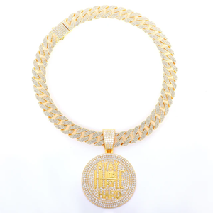 VVS Moissanite Diamond 'Stay Humble Hustle Hard' Colgante Chapado en oro Iced Bling 925 Sterling Hip Hop Style Pases Diamond Tester - Product Image 4