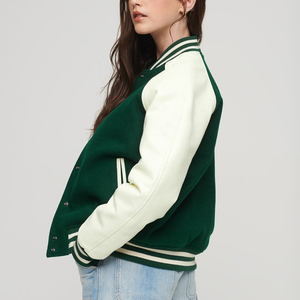 Chaqueta universitaria de lana personalizada de alta calidad para mujer, diseño de béisbol bordado con letras impresas, venta al por mayor XL de moda - Product Image 2