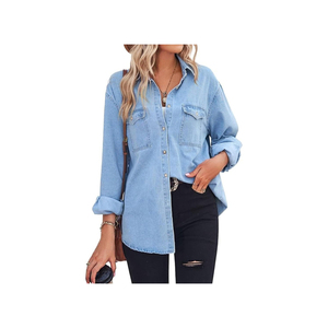 Mode Hommes Denim Jeans Chemise Casual Automne À Manches Longues Slim Fit Coton Tops Chemises pour Hommes et Femmes - Product Image 2