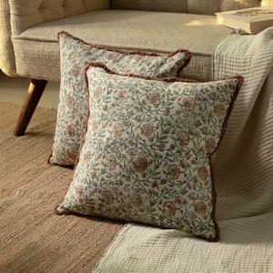 ปลอกหมอนอิงผ้าฝ้ายพิมพ์ลายดอกไม้ขนาด18X18นิ้วทำด้วยมือทนทานและเป็นมิตรกับสิ่งแวดล้อม - Product Image 1