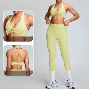 Customizable <b>Nude</b> Nylon Sports Bra Set Lightweight Gym Yoga Crop Top Breathable Workout Running Backless Design Plus Size - Product Image 5
