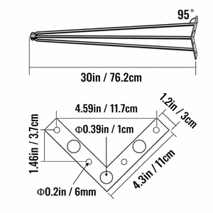 Ensemble de 4 pieds de table en métal robustes de 30 pouces, à 3 tiges, pour bureau DIY, table à manger, pièces de mobilier industriel EDPTBL019 - Product Image 6