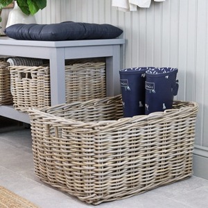 Artex Green Earth <b>Large</b> Natural Rattan Wicker Log <b>Storage</b> <b>Basket</b> Handmade Eco-Friendly Modern Rectangle Multifunction - Product Image 6