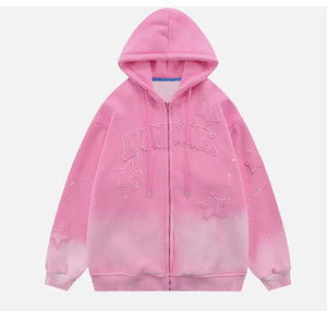 2024 OEM haute qualité soleil effet fondu détresse sweat à capuche brodé hommes zip up sweat à capuche hommes sweat à capuche personnalisé - Product Image 5