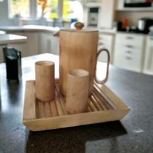 Precio al por mayor juego de beber de madera de bambú hecho a mano indio 1 jarra 2 vasos Ideal comedor elegante juego de beber de madera - Product Image 5