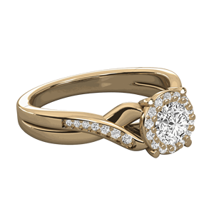 Bague de fiançailles halo à tige torsadée avec diamant rond - Product Image 6