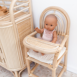 Gran oferta, muñeca de ratán, silla alta hecha a mano de mimbre, silla de alimentación para bebé, juguete de ratán Natural para niños, casa de muñecas, decoración de guardería - Product Image 6