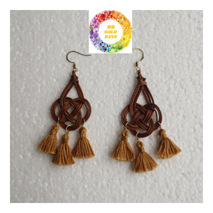 Handmade Trendy Bamboo Rattan Straw Tassel Drop <b>Earrings</b> Wooden Woven Jewelry Women Boho Style Statement - Product Image 3