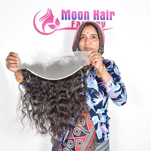 Peluca de Cabello Humano Indio Ondulado Frontal, Textura Suave Natural, Cutícula Saludable, Precio de Mayoreo, Suministro por Exportación, Compre en Línea Ahora - Product Image 4