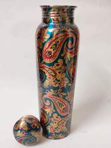 Bouteille d'eau nautique en laiton imprimé Design et bouteille d'eau en cuivre étanche Antique Designer Knight Water printed Item gift - Product Image 6